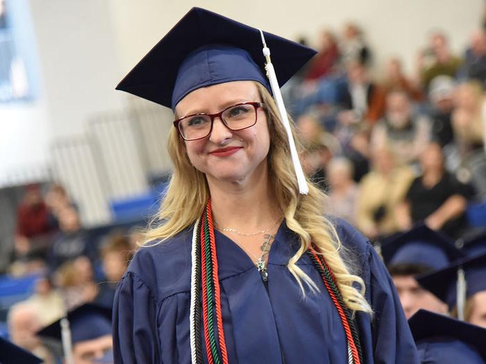 Nicole Flanders at Penn State Altoona’s December commencement ceremony.